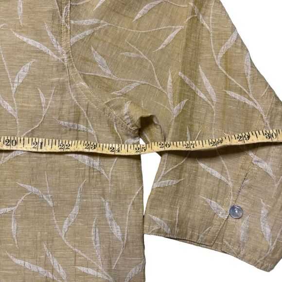 Chico's Design Yellow Gold Embroidered Linen Blend Button Up Blouse Shacket Sz 3 - Picture 7 of 9